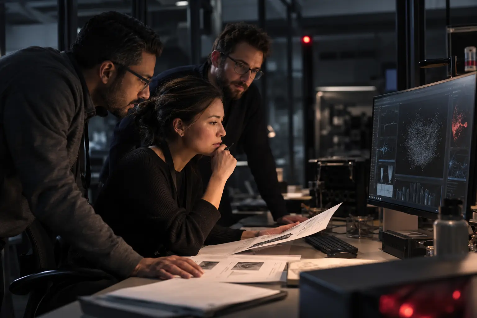 Team inspecting an AI workstation against an operating checklist