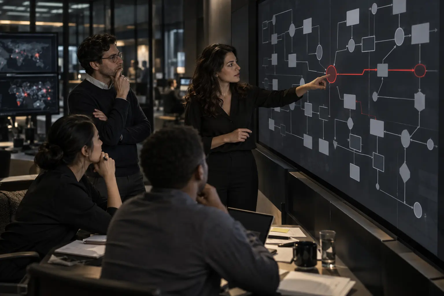 Team mapping business dependencies and a central bottleneck