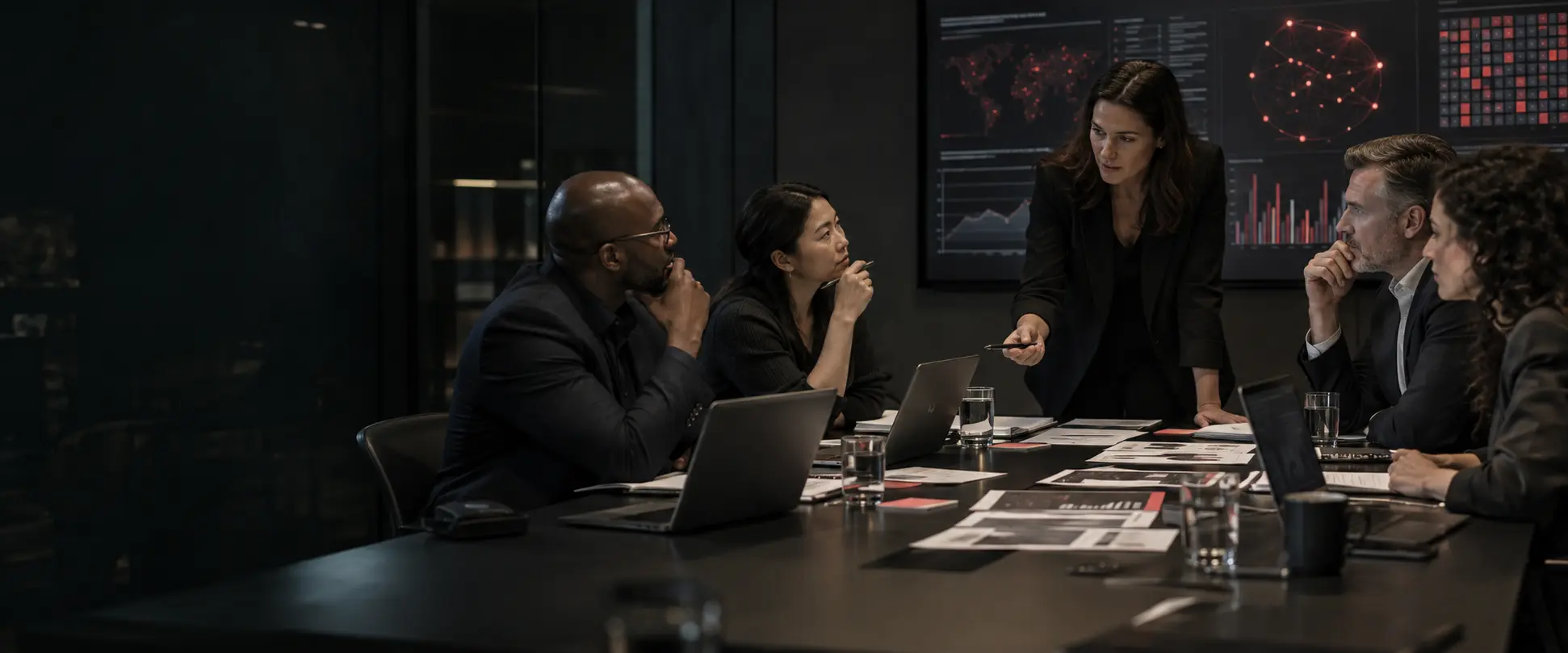 Woman leading a team through an AI and venture decision